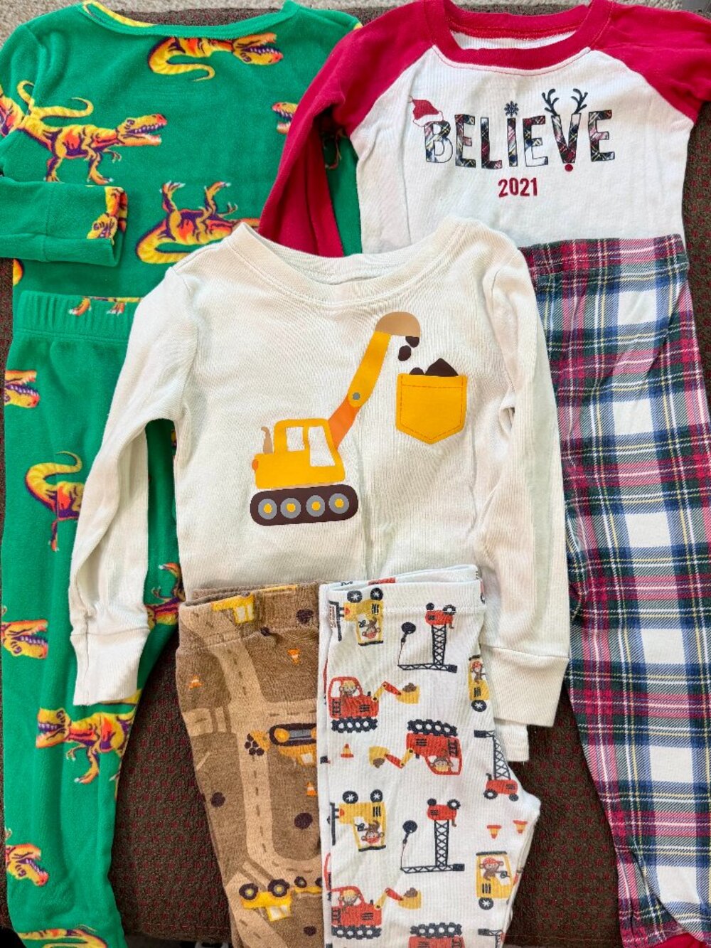 2T Boys Pajama Lot 7 Pieces Cat & Jack Old Navy Children's Place Dino Trucks